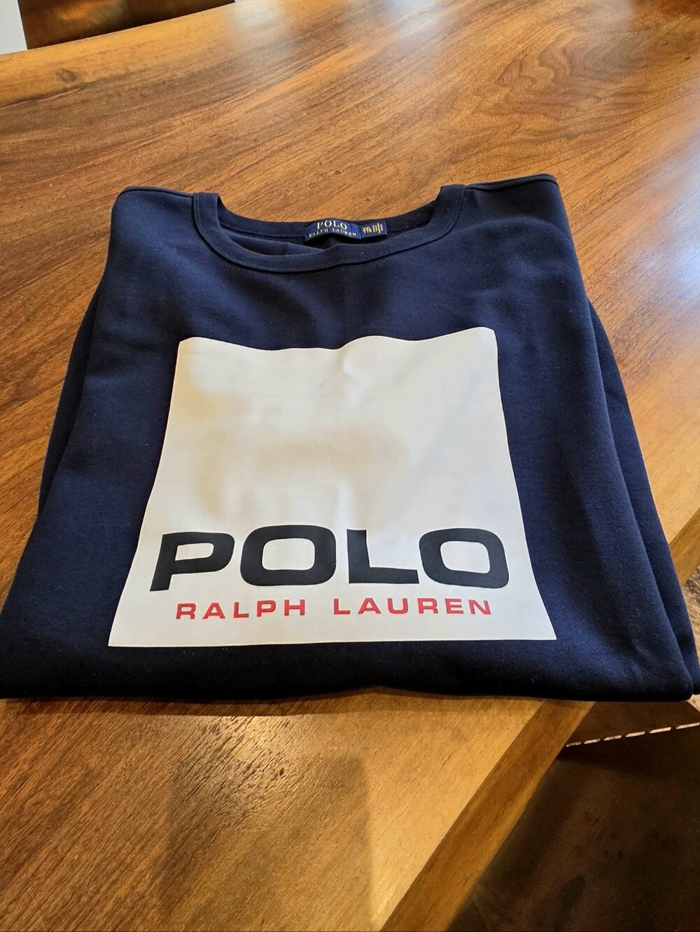Polo Ralph Lauren Mens Navy Crewneck Sweatshirt with White Logo Panel Size XXL - Picture 4 of 10